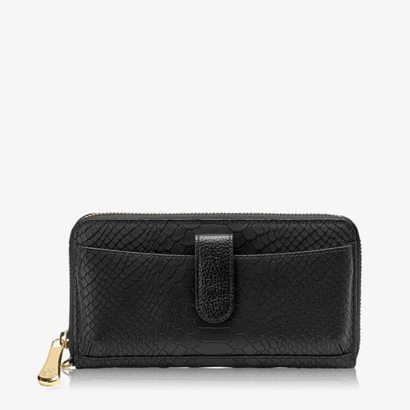Gigi New York Black Embossed Python Wallet - Picture 2 of 4